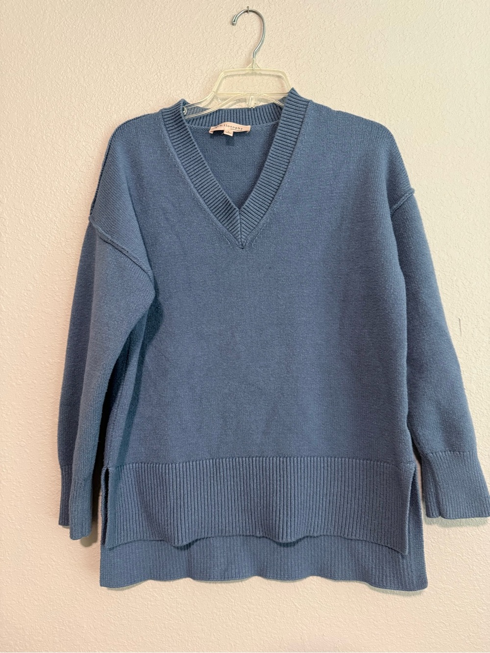 Philosophy Slate Blue V-Neck Pullover Sweater